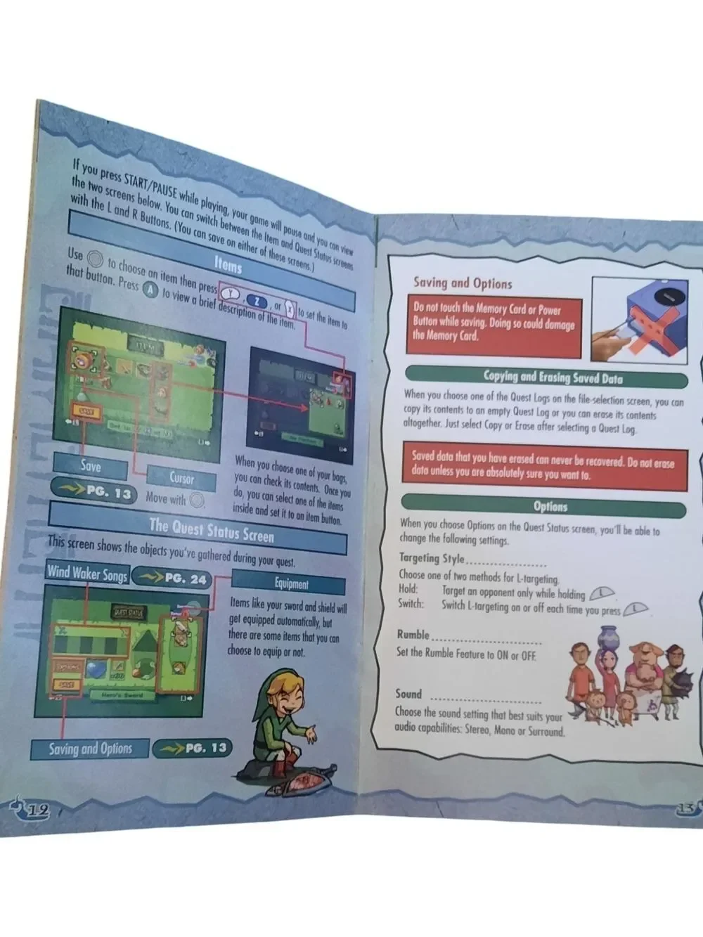 Nintendo The Legend of Zelda: The Wind Waker Instruction Booklet – Blue & Green